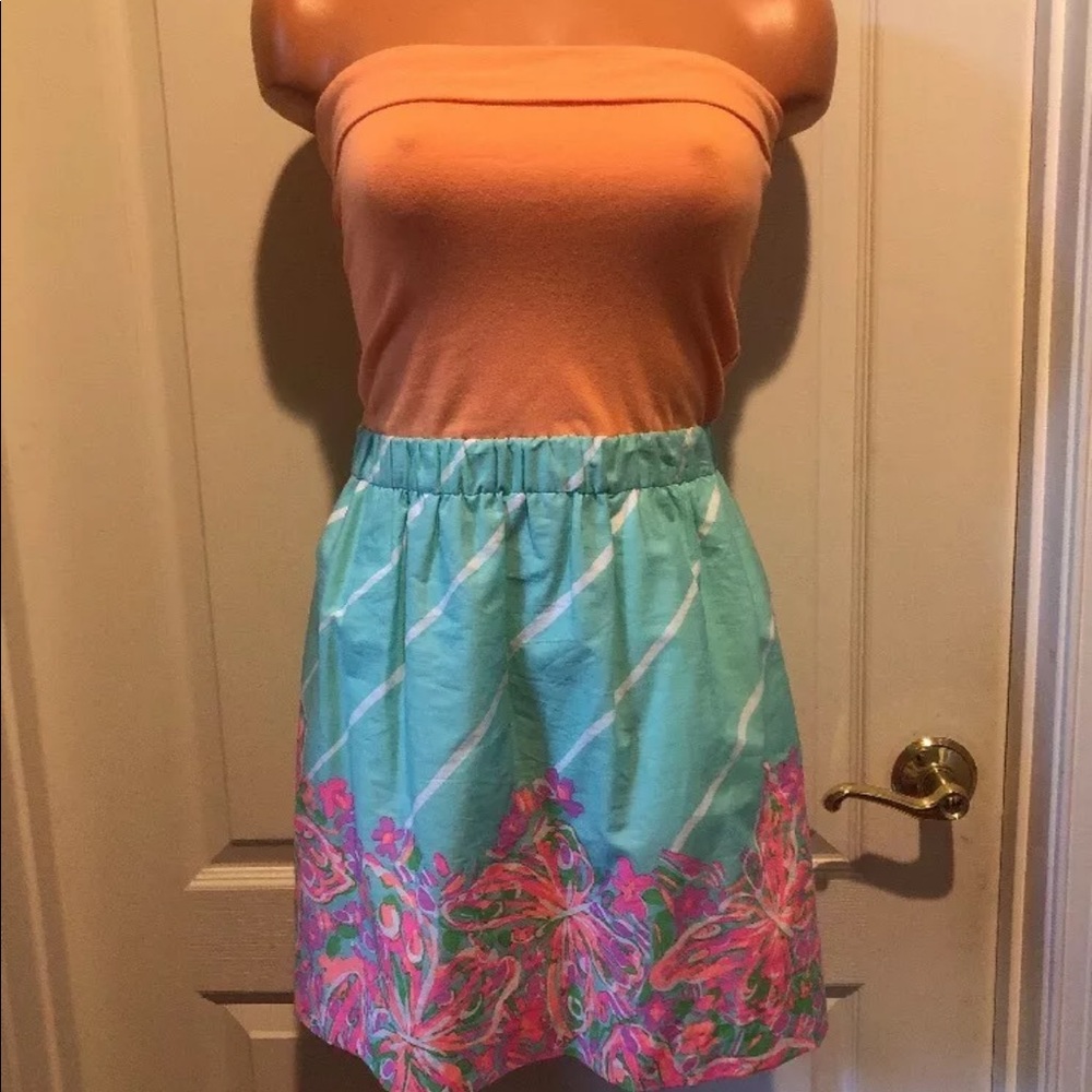 LILLY PULITZER Sun Dress Peach Turquoise XS EUC $150 - Picture 1 of 9